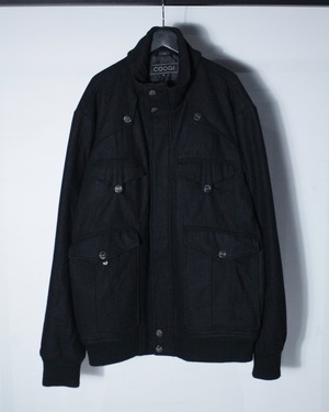【Caka BLACK】"COOGI” Pocket Gimmick Vintage Loose Melton Wool Jacket