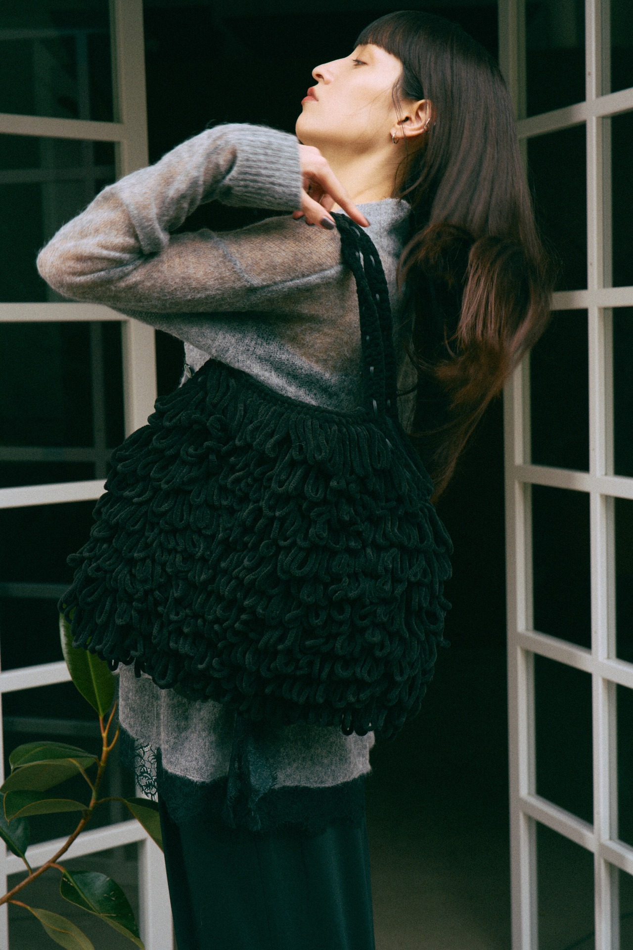 Thick Velvet Loop Monster Bag Hand Knit