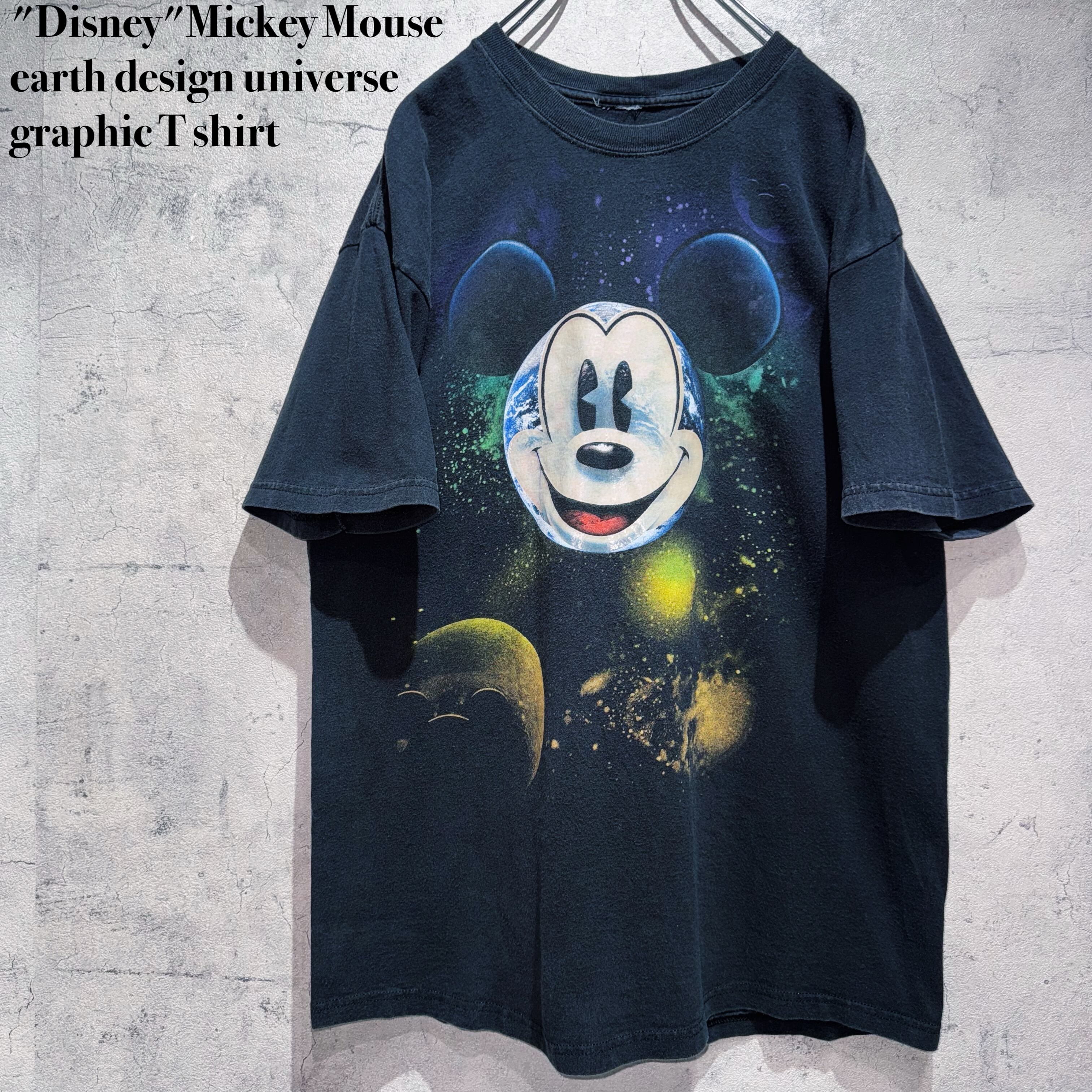 "Disney"Mickey Mouse earth design universe graphic T shirt