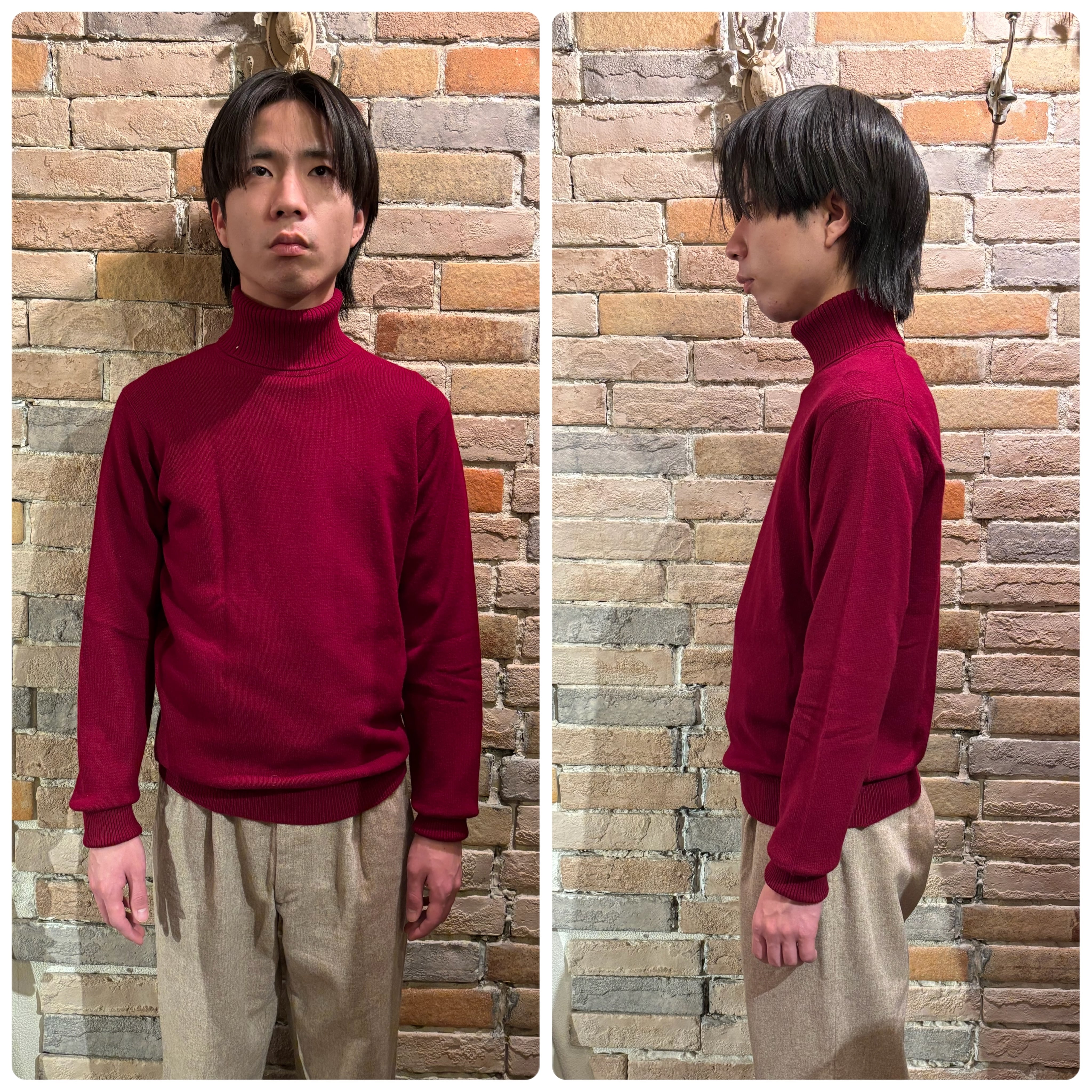 ballantyne 旧タグ ウールタートルネックニット Ballantyne デッドストック Tuscan Red スコットランド製