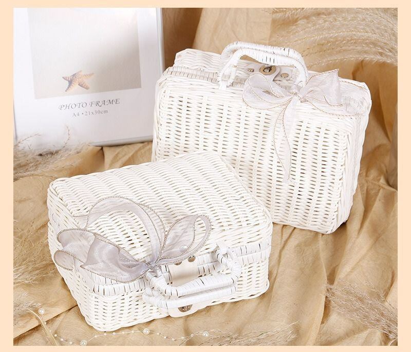 フタ付きバスケット かご バスケット カゴ 籐調 ラタン調 雑貨