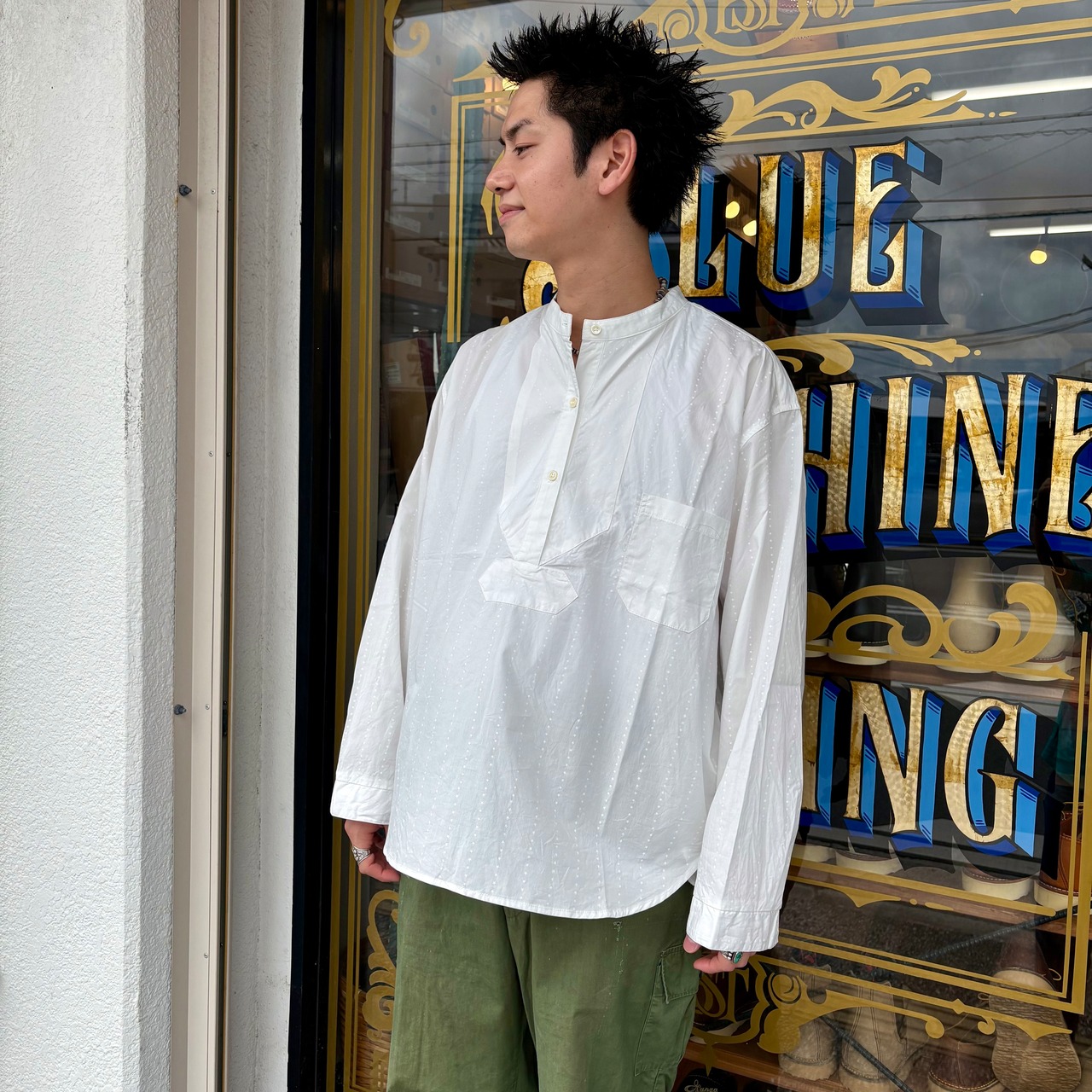 インプレストア【IMPRESTORE】Fisherman Shirt(5.5ozPOPLIN)Pinst米ripe / Riceman★(★White) - 7