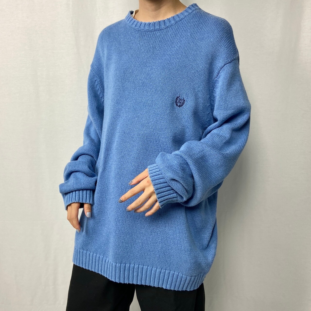 CHAPS チャップス ワンポイントロゴ 刺繍 コットンニットセーター 