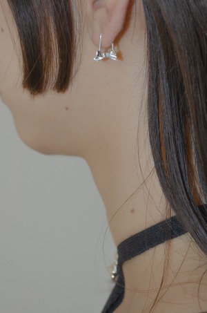 ribbon pin earring short SILVER925 #1727