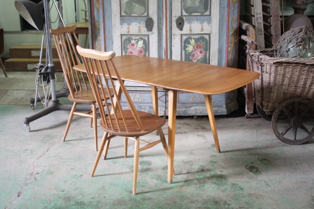 【長期レンタル専用】ERCOL スモールドロップリーフテーブル ダイニング3点セット3