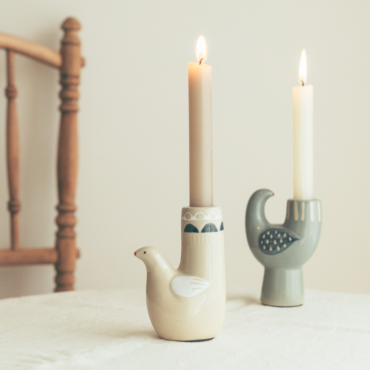 Bird Candle Holder (White)