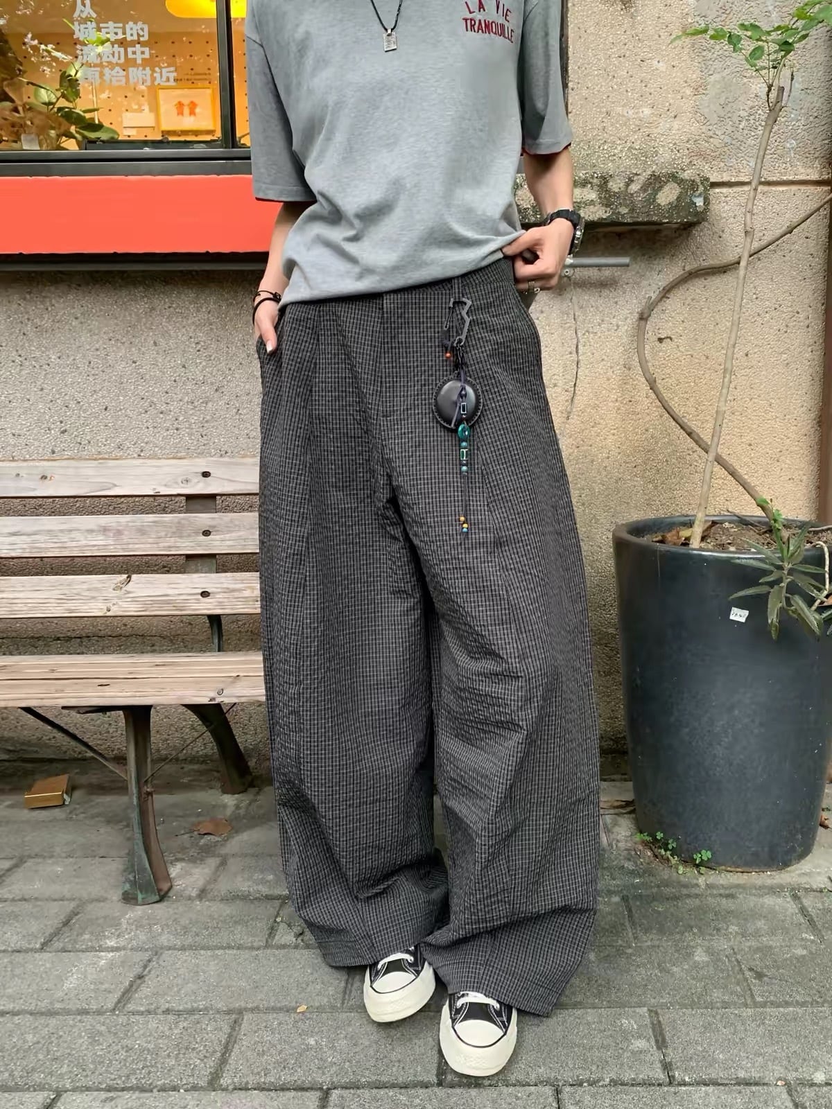 グリッドバルーンワイドパンツ / GRID BALLOON WIDE PANTS