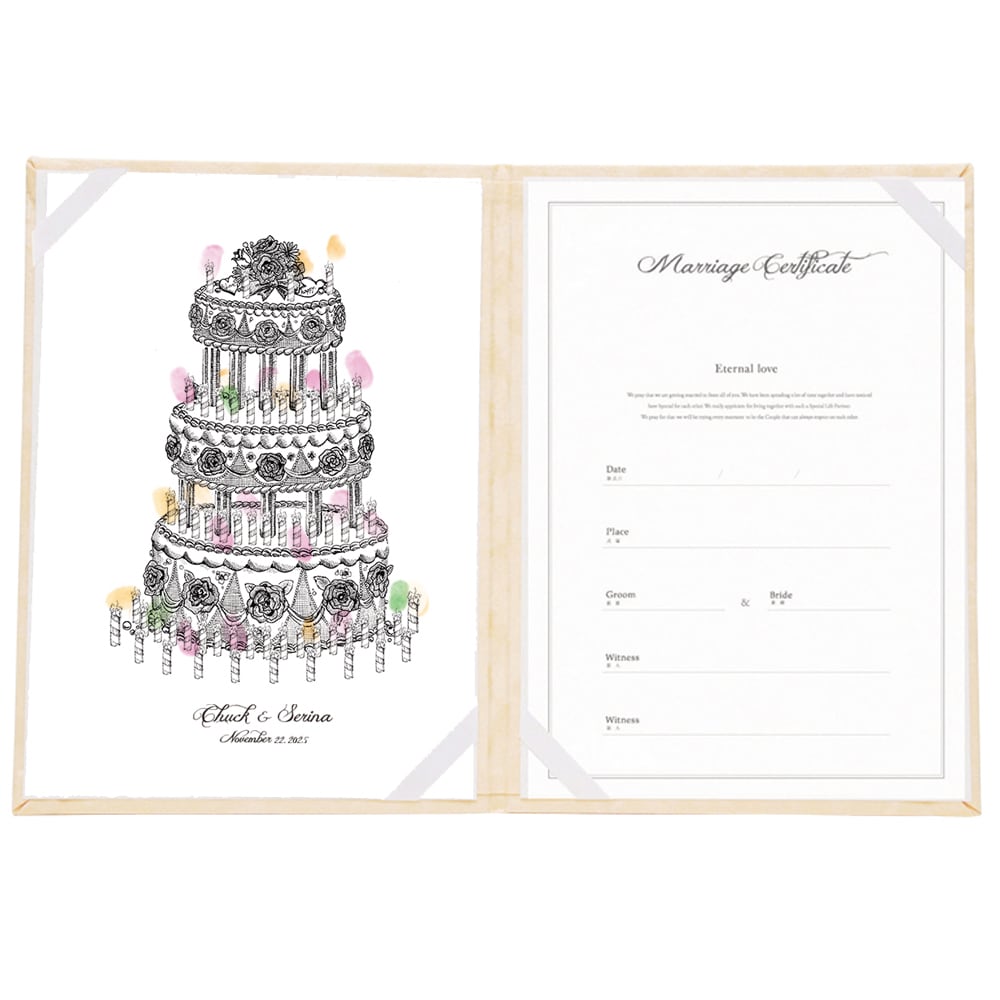 ウェディングケーキ 結婚証明書 マルカ 人前式 スタンプ ゲスト参加型