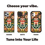 受注生産 iPhoneケース 猫の顔と花の民芸柄｜猫モチーフ PSYF057C