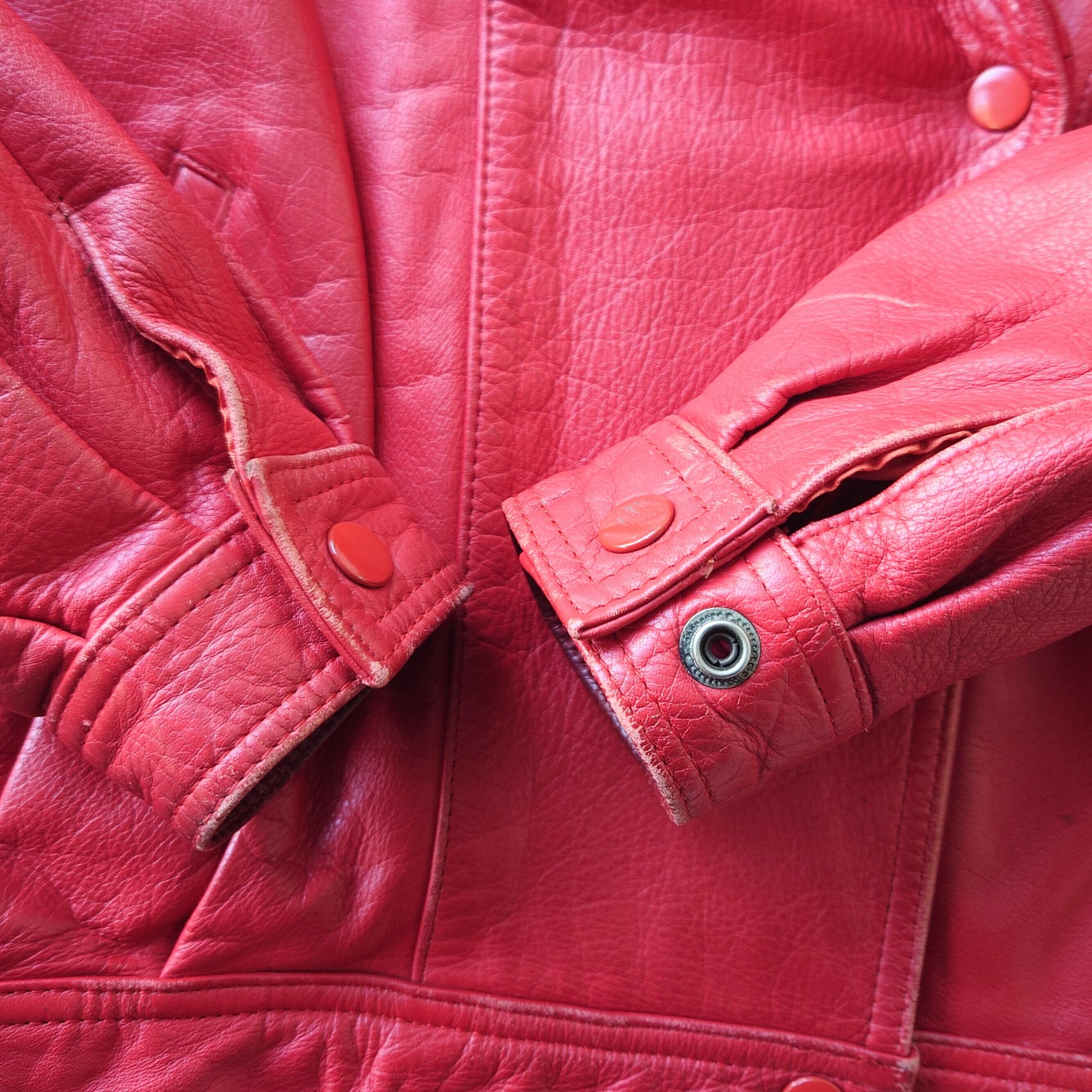 REE- LEATHER DOUBLE RIDERS JKT RED | eeff.