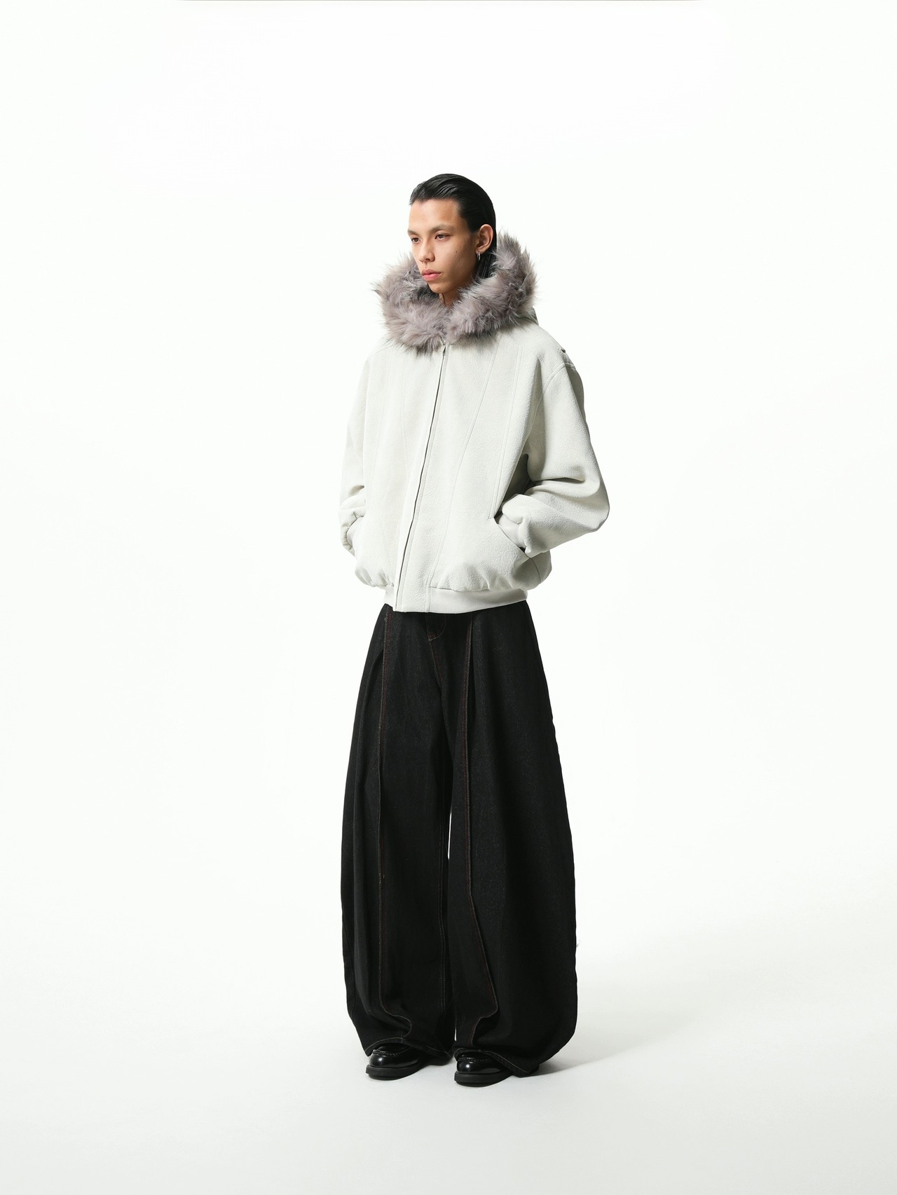 BOOGOOVOGUE Lychee Leather Fur Jacket