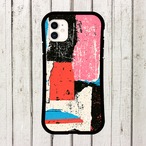 受注生産 iPhoneケース ピンク赤青の抽象紙片コラージュ｜ZINEコラージュ ZINE050C