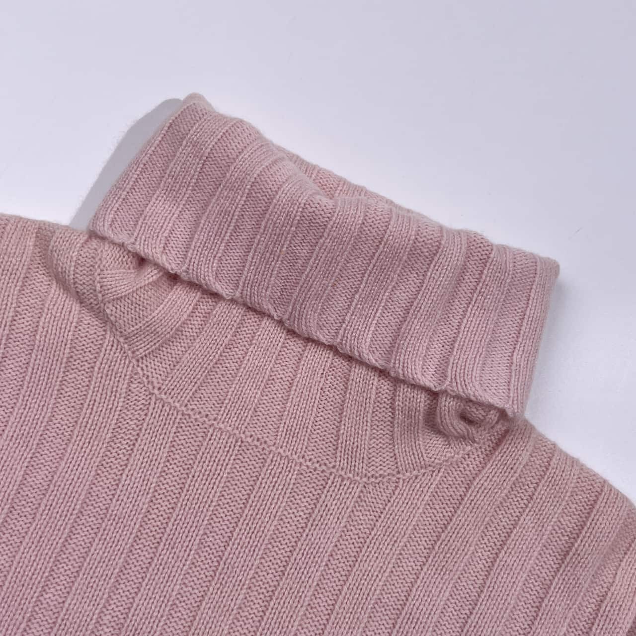 カシミヤ100% tutti colori トゥッティコローリ リブ編み タートルネック 半袖 ニット セーター 40/うすピンク レディース