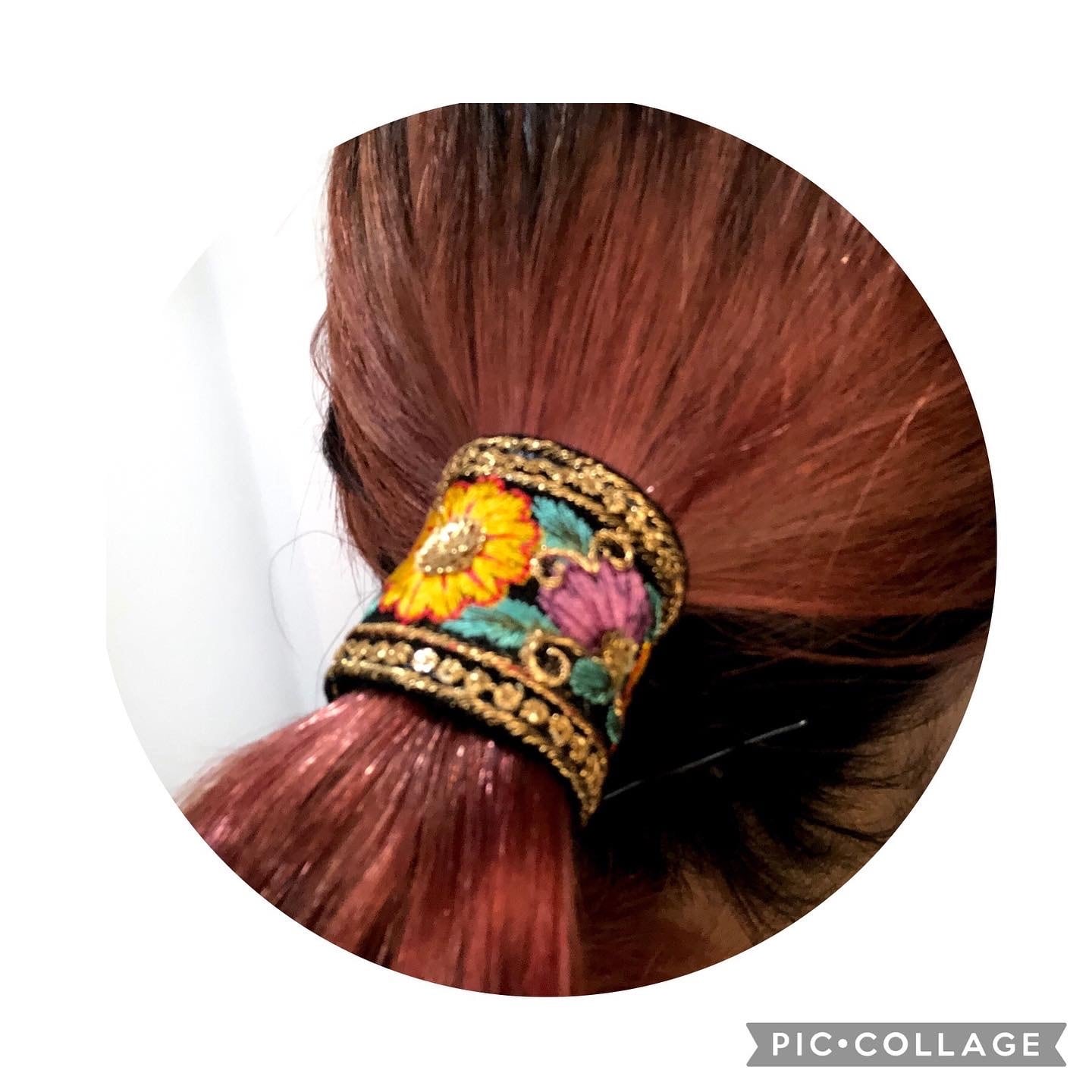 大人可愛いリボンヘアゴム☆インド刺繍リボン×スエード調リボン×ラメ