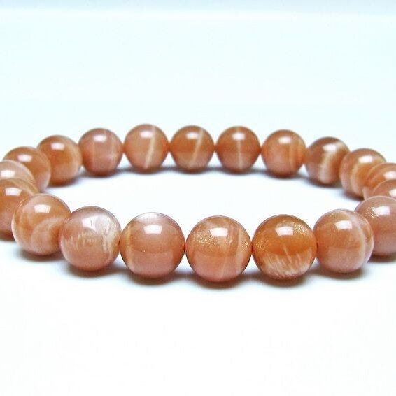オレンジムーンストーン ブレスレット 11mm 一点物 メール便可 [M便 1/10] 111-48520