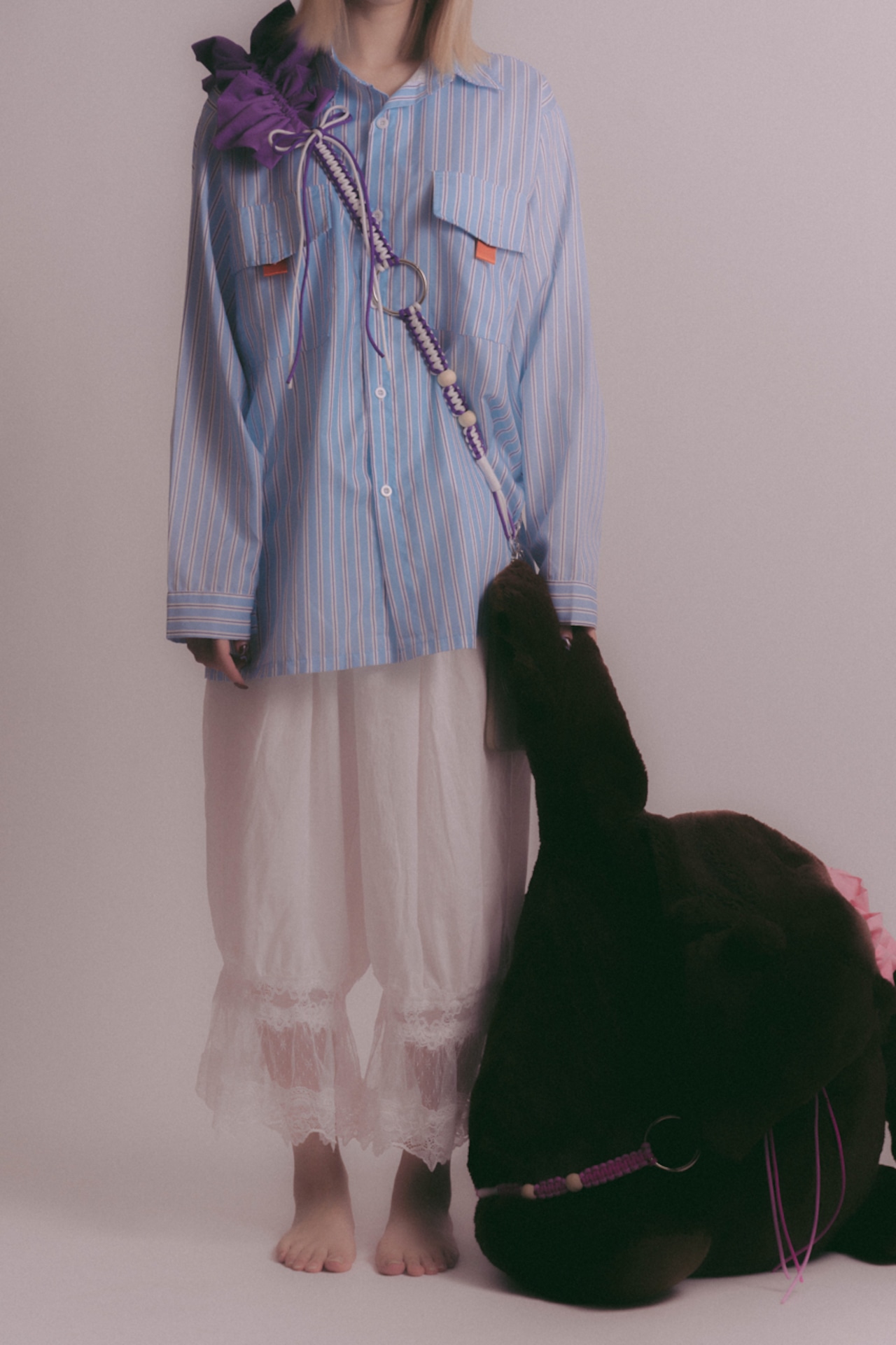 bi-tone frill strap Purple×White