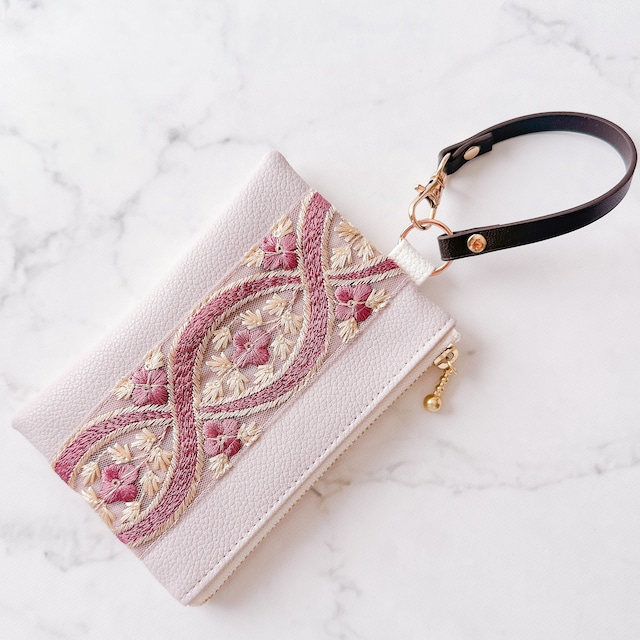 -petan-チャームポーチꕤElegant Wave Lace(ピンクパープル)