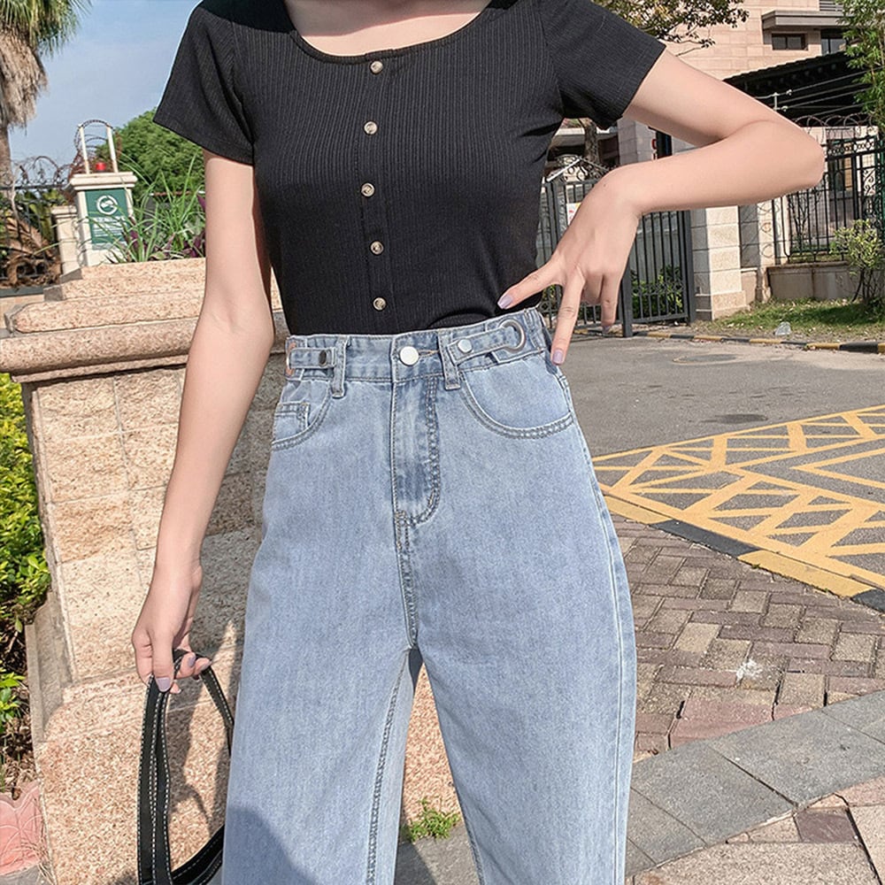 ストレート デニムパンツ レディース ジーンズ きれいめ 大人 カジュアル かわいい おしゃれ ハイウエスト ゆったり 大人可愛い 大人女子