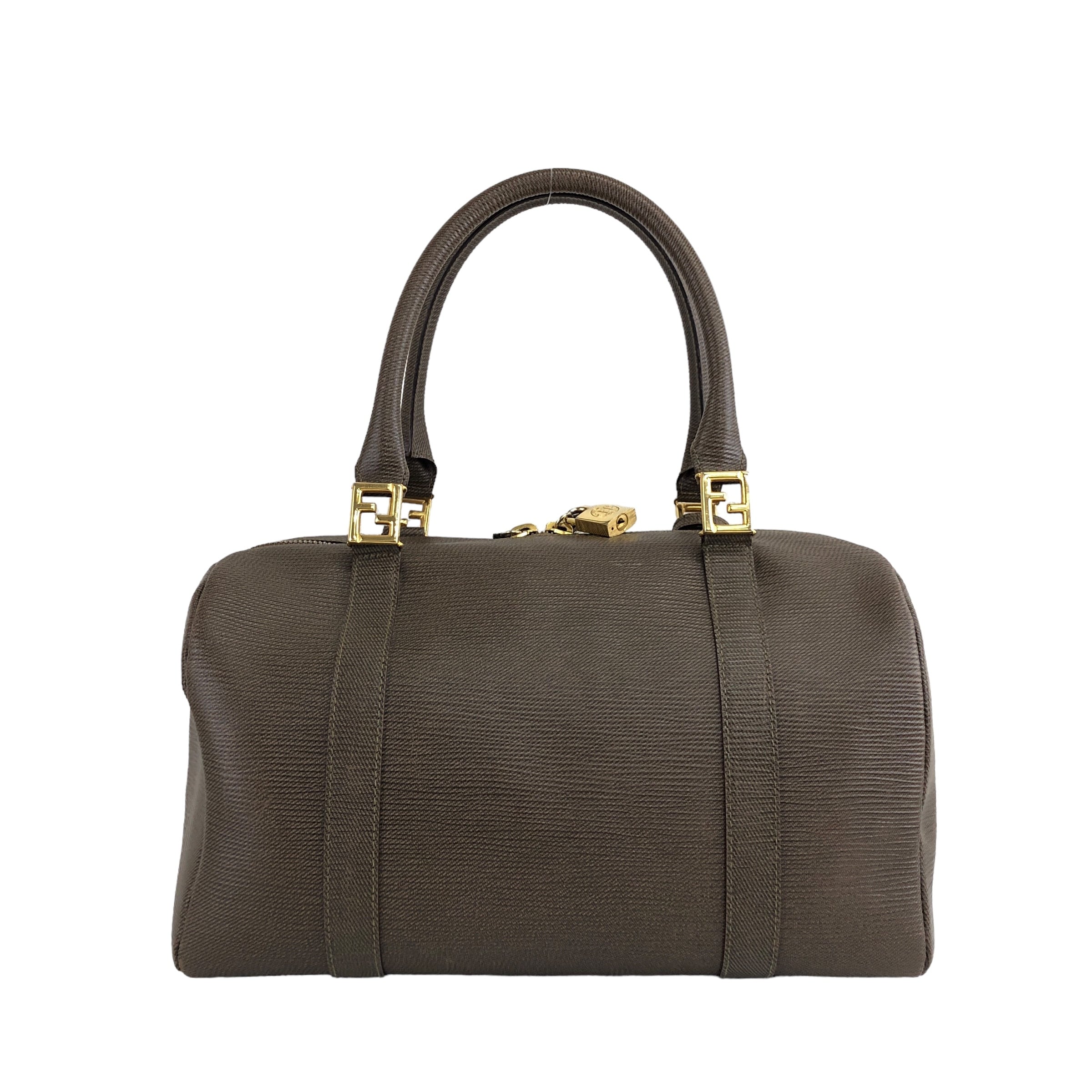 希少】FENDI FFロゴ ゴールド レザー ブラウン ハンドバッグ