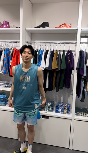 BASIC LOGO SLASH-TANK TOP(DRY) color Cerulean
