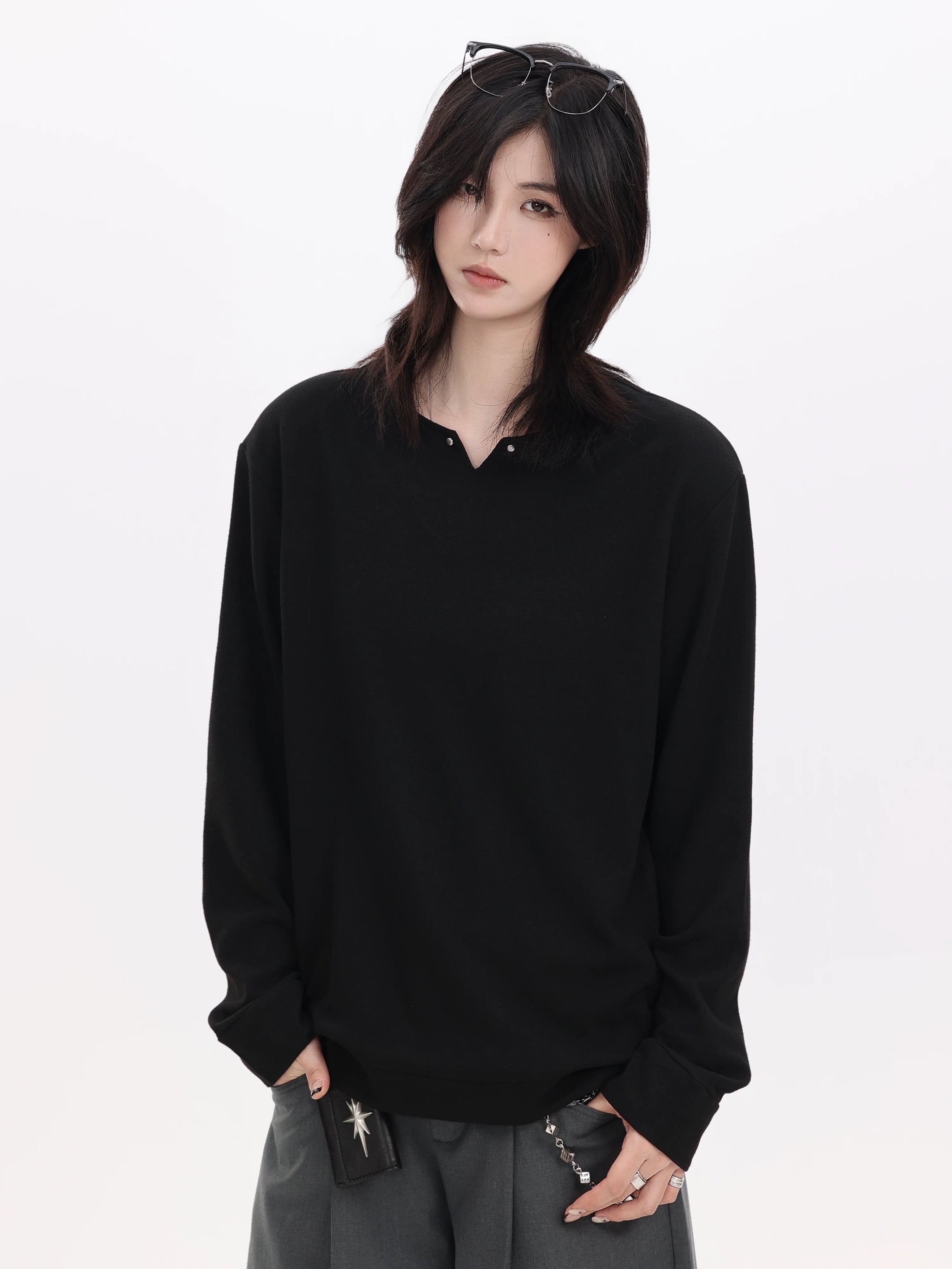 レイヤードチェックロングT / Layered Check Long T