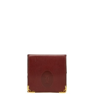 カルティエ マストライン コインケース ワインレッド ゴールド レザー レディース CARTIER 【中古】