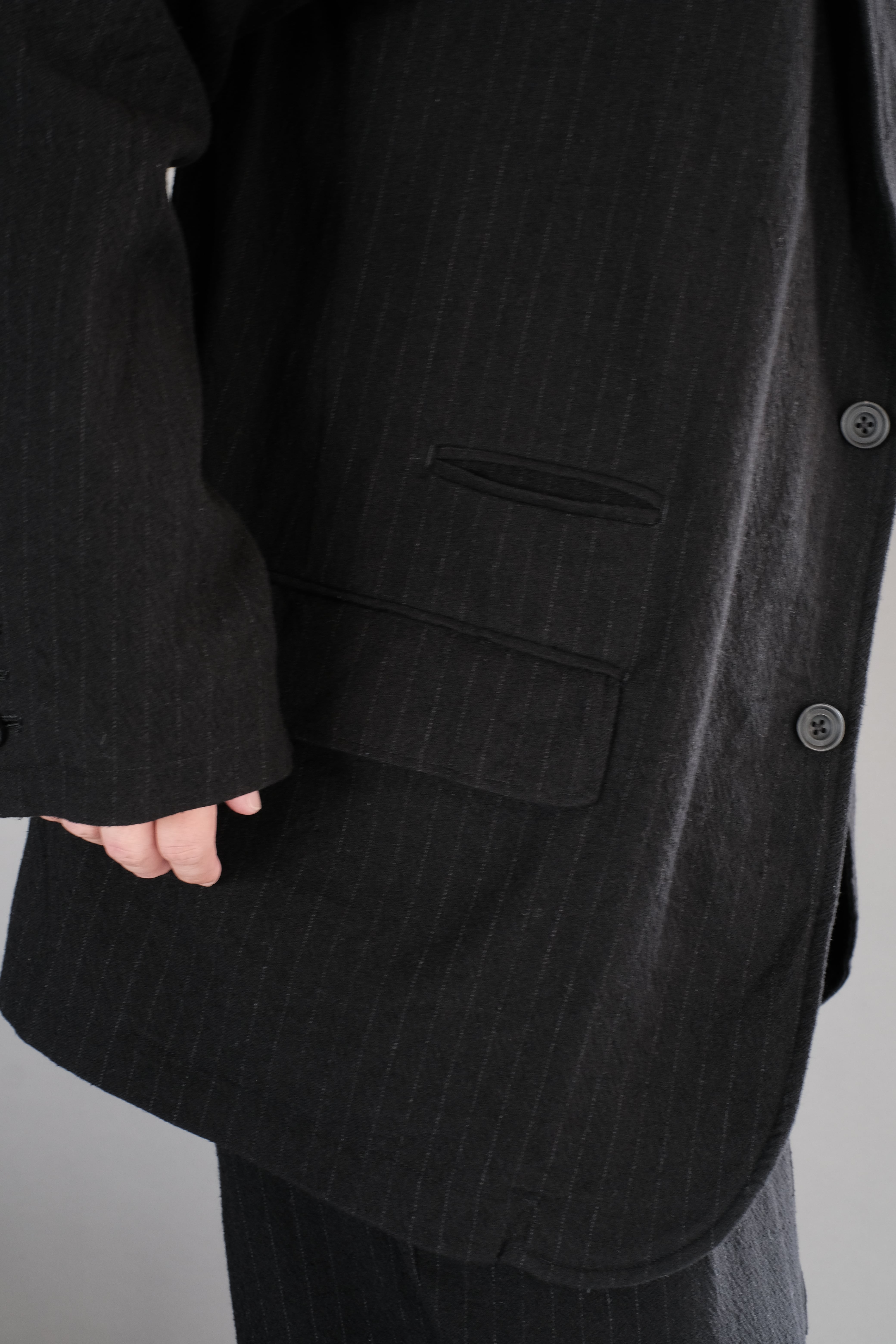 ULTERIOR / WASHED WOOL SILK STRIPE 2B JKT 