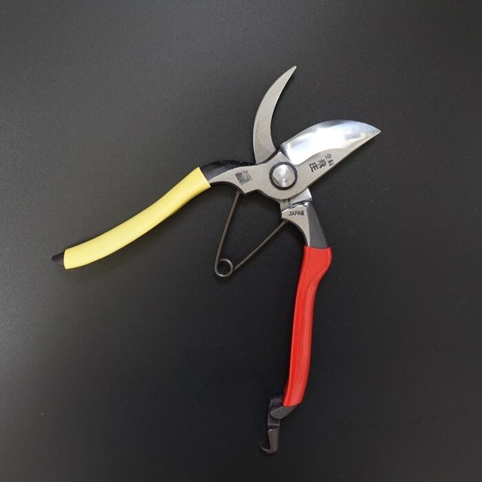 飛庄 左利き 剪定鋏 カラーグリップ 200mm 金止 高級 飛塚製鋏所