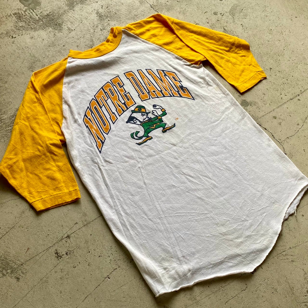 used 古着 70s 7分袖 ラグラン ベースボール ノートルダム カレッジ T 