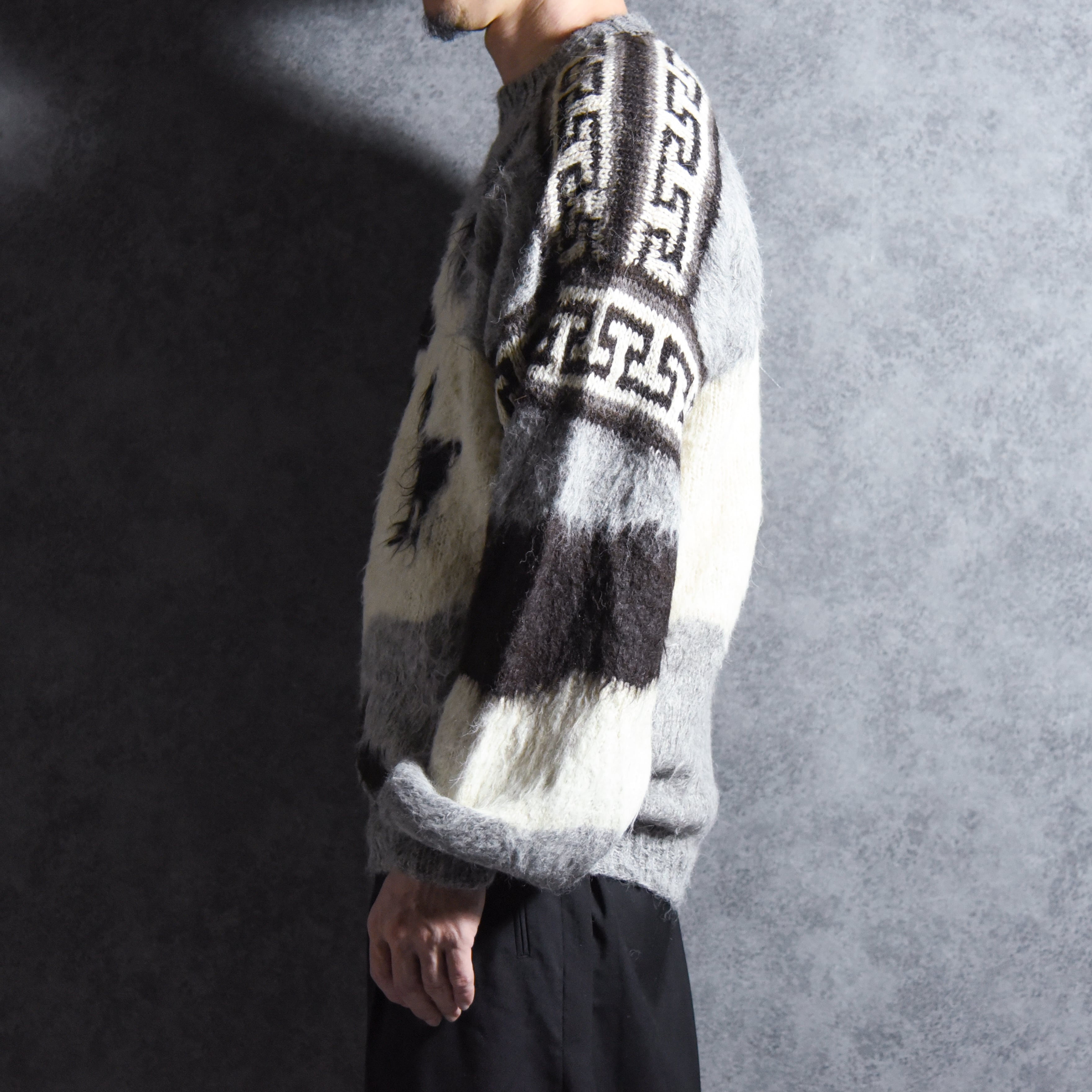 80-90s Alpaca Whole Garment Knit Sweater Made in Bolivia アルパカ