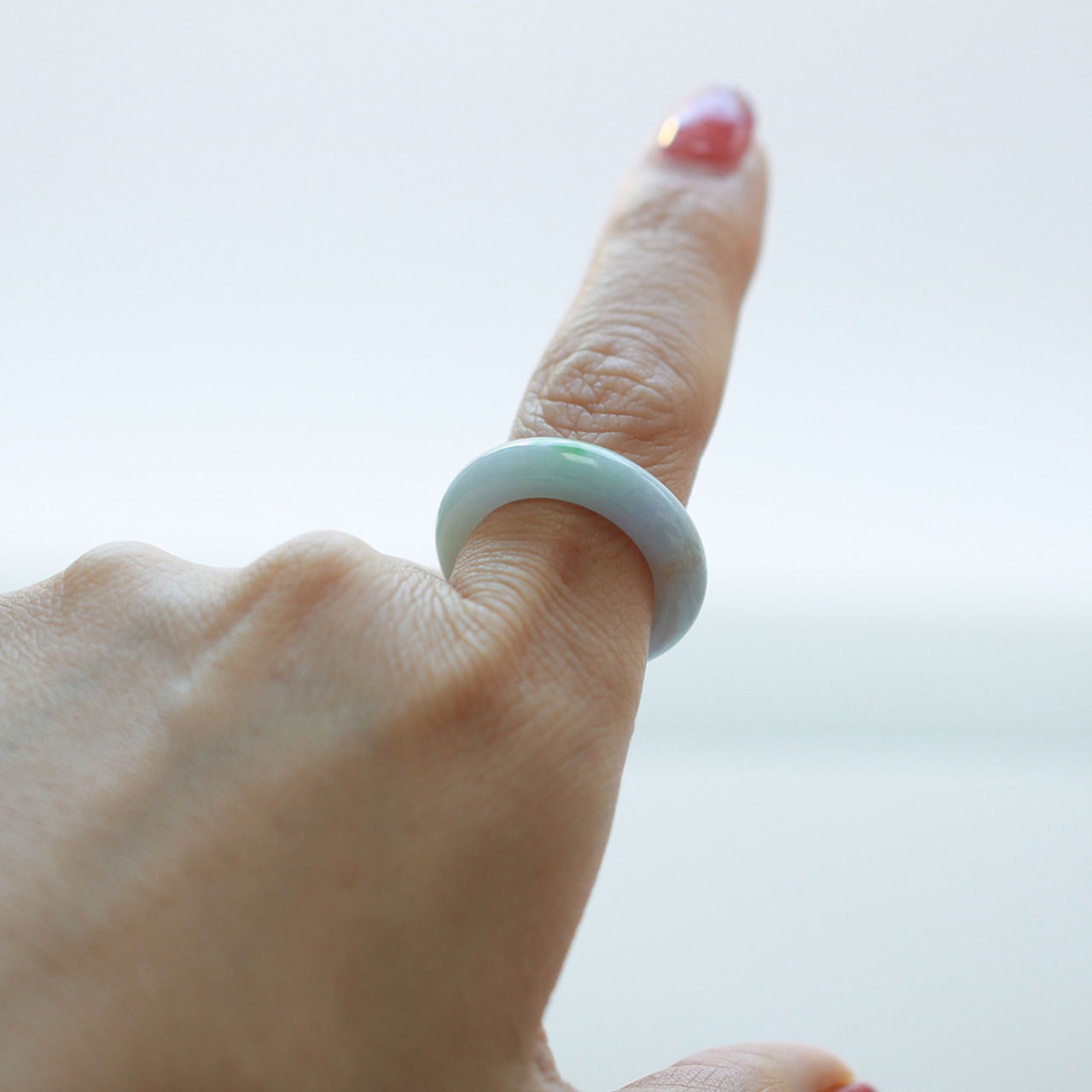 【16号】 レアカラー！ lavender  翡翠くり抜き甲丸リング A貨翡翠 jd_rg2520