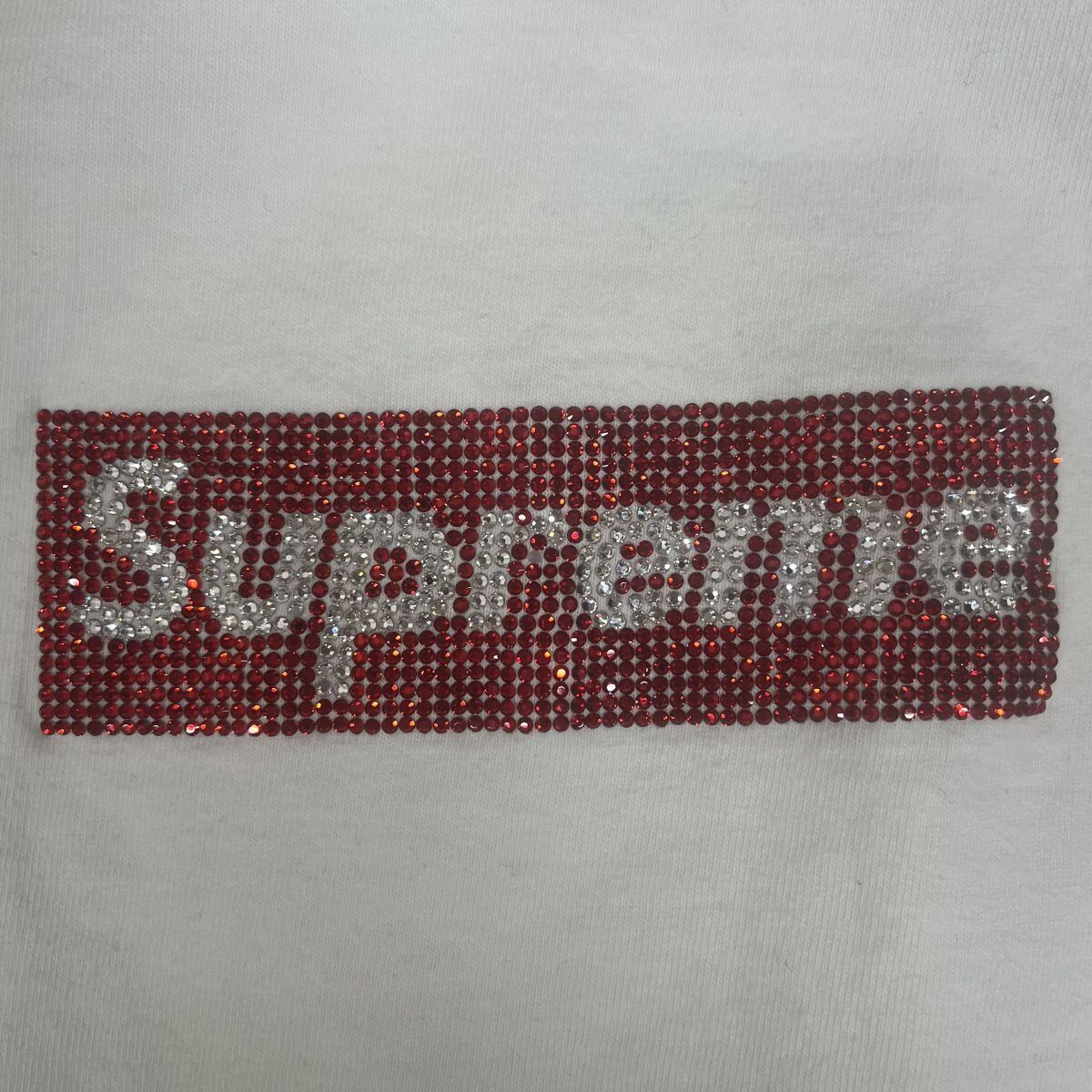 シュプリーム  19SS  Swarovski Box Logo Tee スワロフスキーボックスロゴTシャツ メンズ MTシャツ/カットソー(半袖/袖なし)