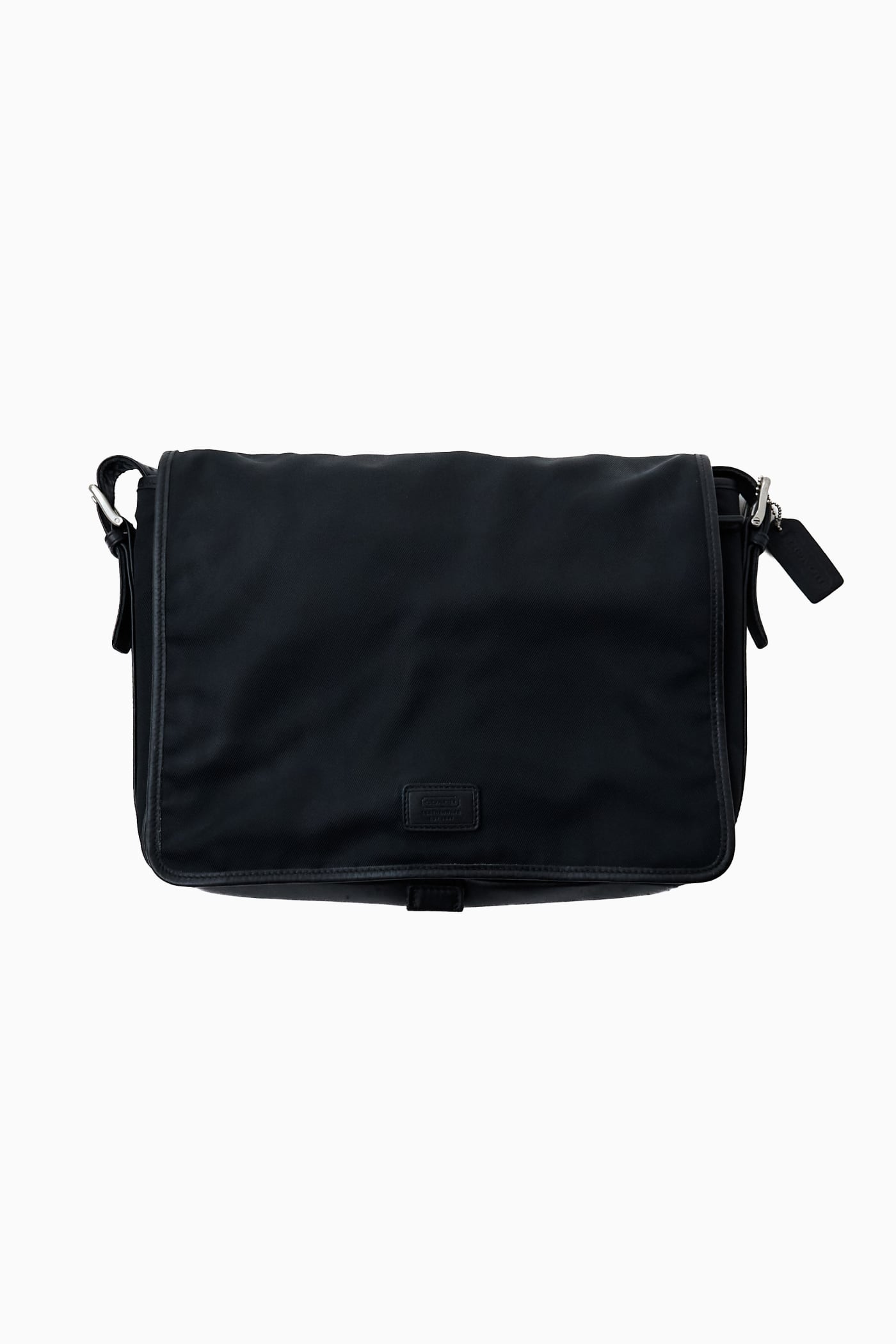 COACH BLACK NYLON x LEATHER SHOULDER BAG