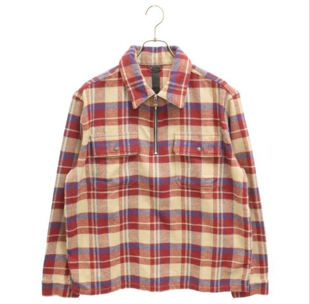 CHROME HEARTS クロムハーツ U UNDERDOG PLD ハーフジップ チェック柄 フランネルシャツ プルオーバーシャツ 長袖
