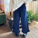 裾フリルリボン刺繍デニムパンツ ・12442