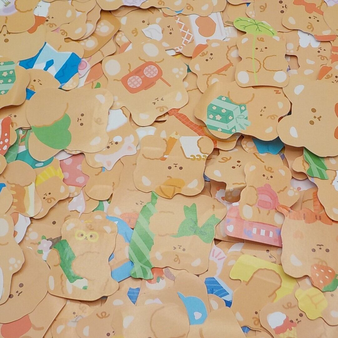 くま系シール もふもふくまのかわいい100パターンフレークシール 200枚