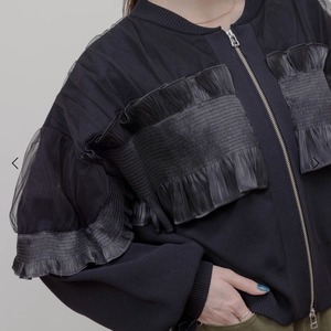 エイミーロウ　eimeelaw　Eimee Law　シャーリングフリルニットブルゾン