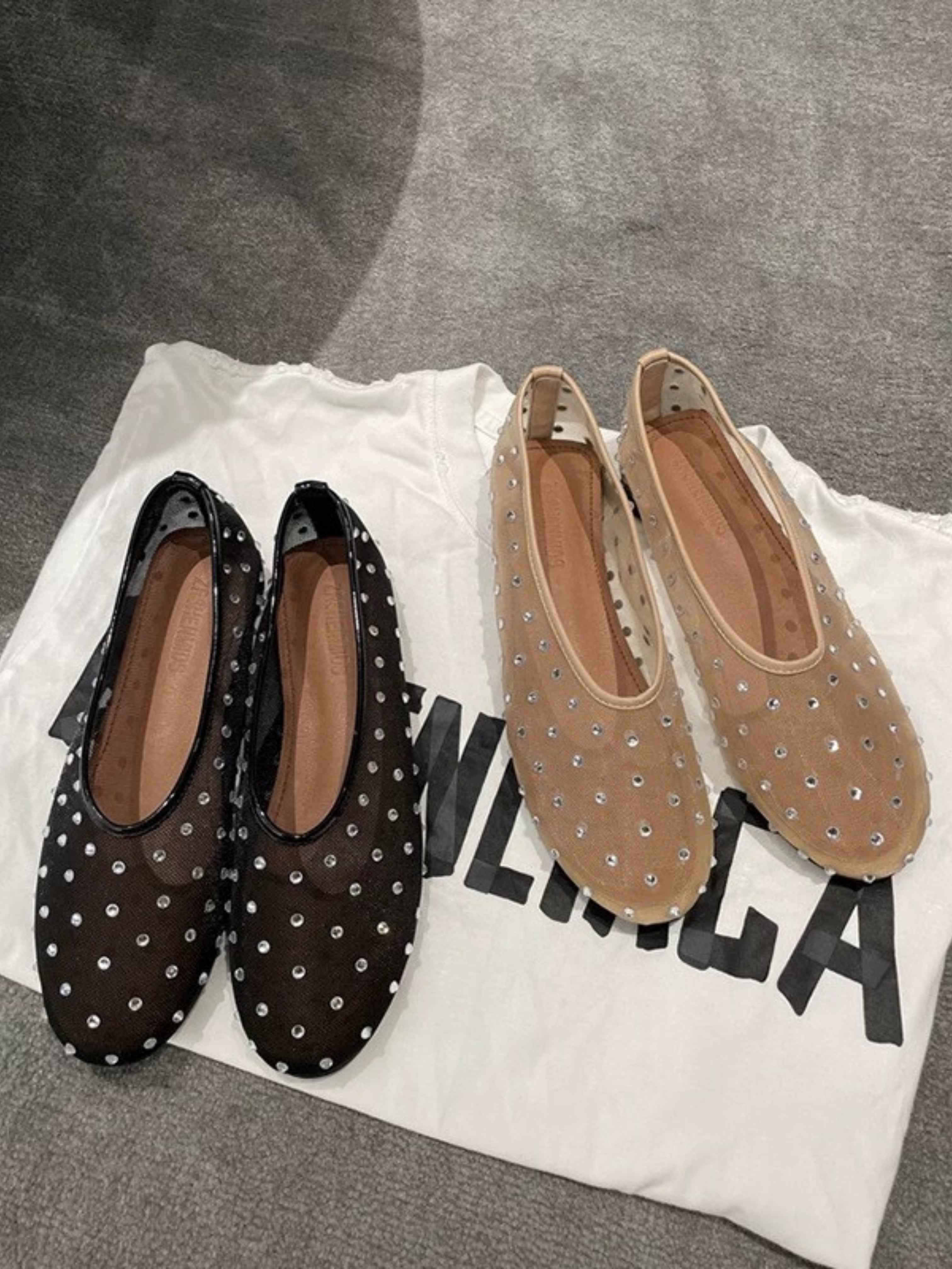 ストーンメッシュフラットシューズ