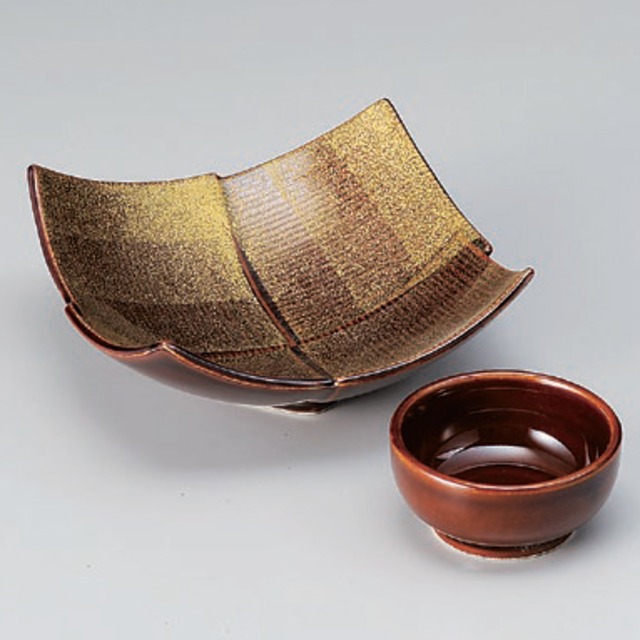 金彩ｱﾒ釉筋入向付[414] 39-9-557 刺身鉢・千代久