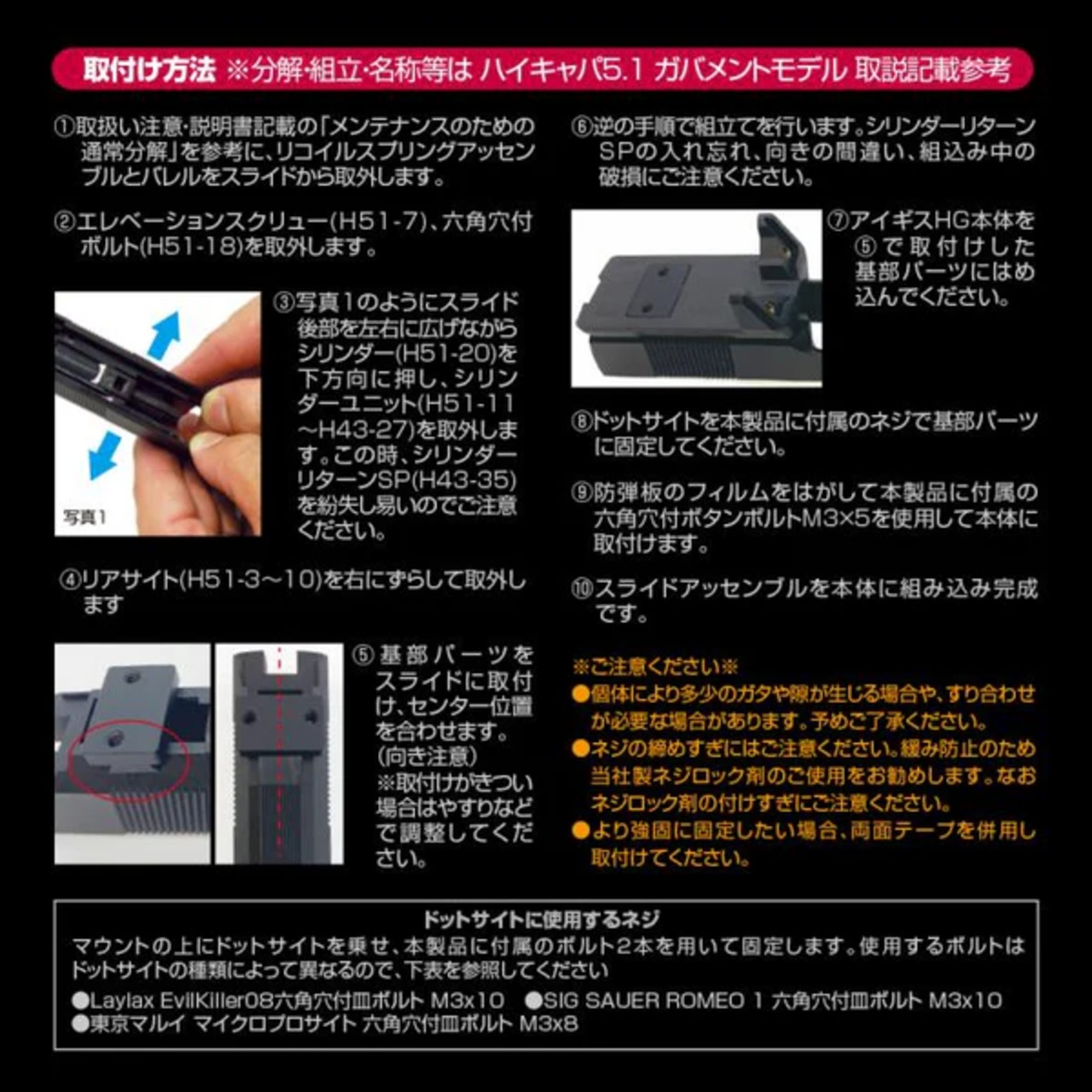 【NINE BALL】ハイキャパ5.1 (Hi-CAPA5.1) ダイレクトマウント アイギスHG