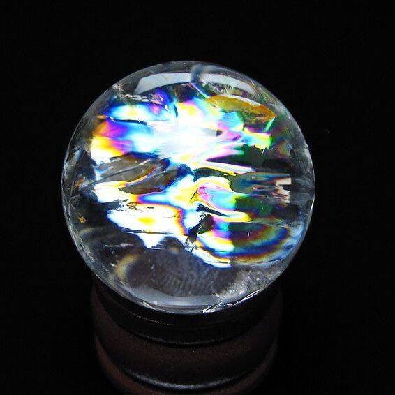 アイリスクォーツ 水晶玉 虹入り 28mm 水晶 丸玉 スフィア 置物 原石 一点物 141-8694