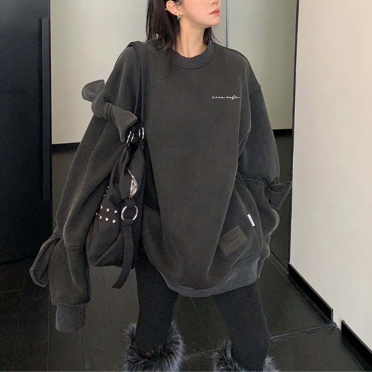 袖リボンオーバースウェットトップス ◆2col L00489