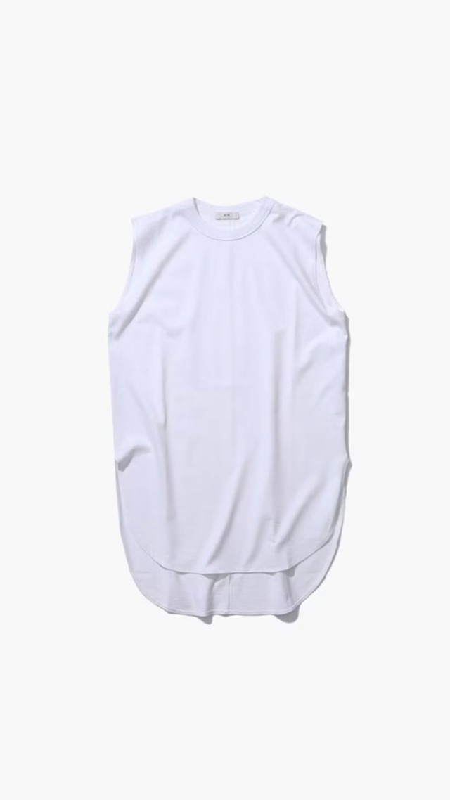 ATON -SUPIMA AIR 12/- | COTTON ROUND HEM TANKTOP- : WHITE,: BLACK