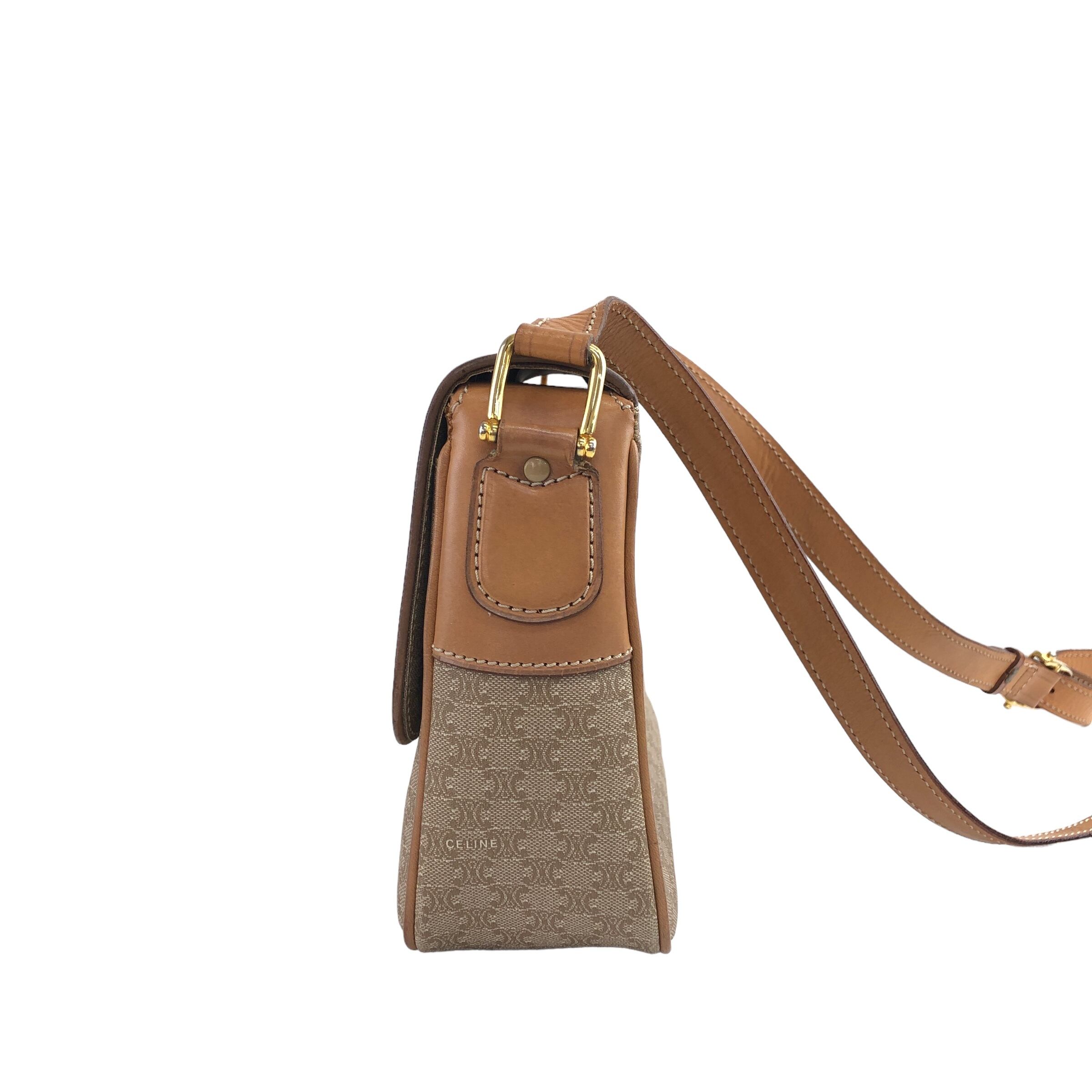 CELINE セリーヌ マカダム ショルダーバッグ ベージュ ブラゾン型押し