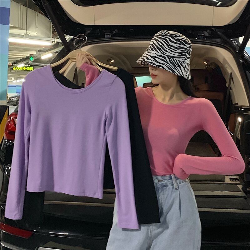 スプリングスタイルプルオーバー トップス スリムラウンドネックシャツ ロング 春物 Oネック YY-ファッション11727513550