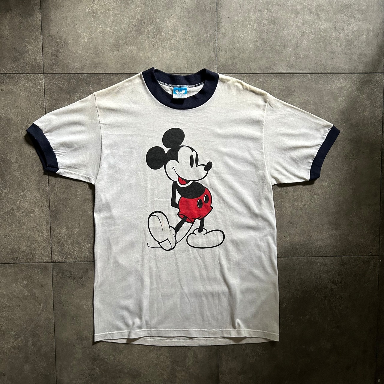 80s disney ミッキー リンガーtシャツ USA製 M 白×ネイビー | 東京準備室 