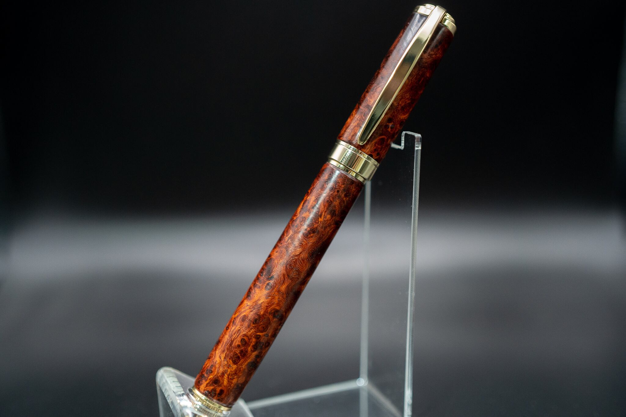 朱色の銘木】 本花梨紅白 極上 gold BP | 木軸ペン工房 金杢犀