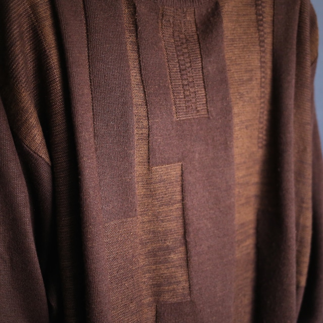 dark brown "gizagiza" square 3D knit pattern XXL over size sweater