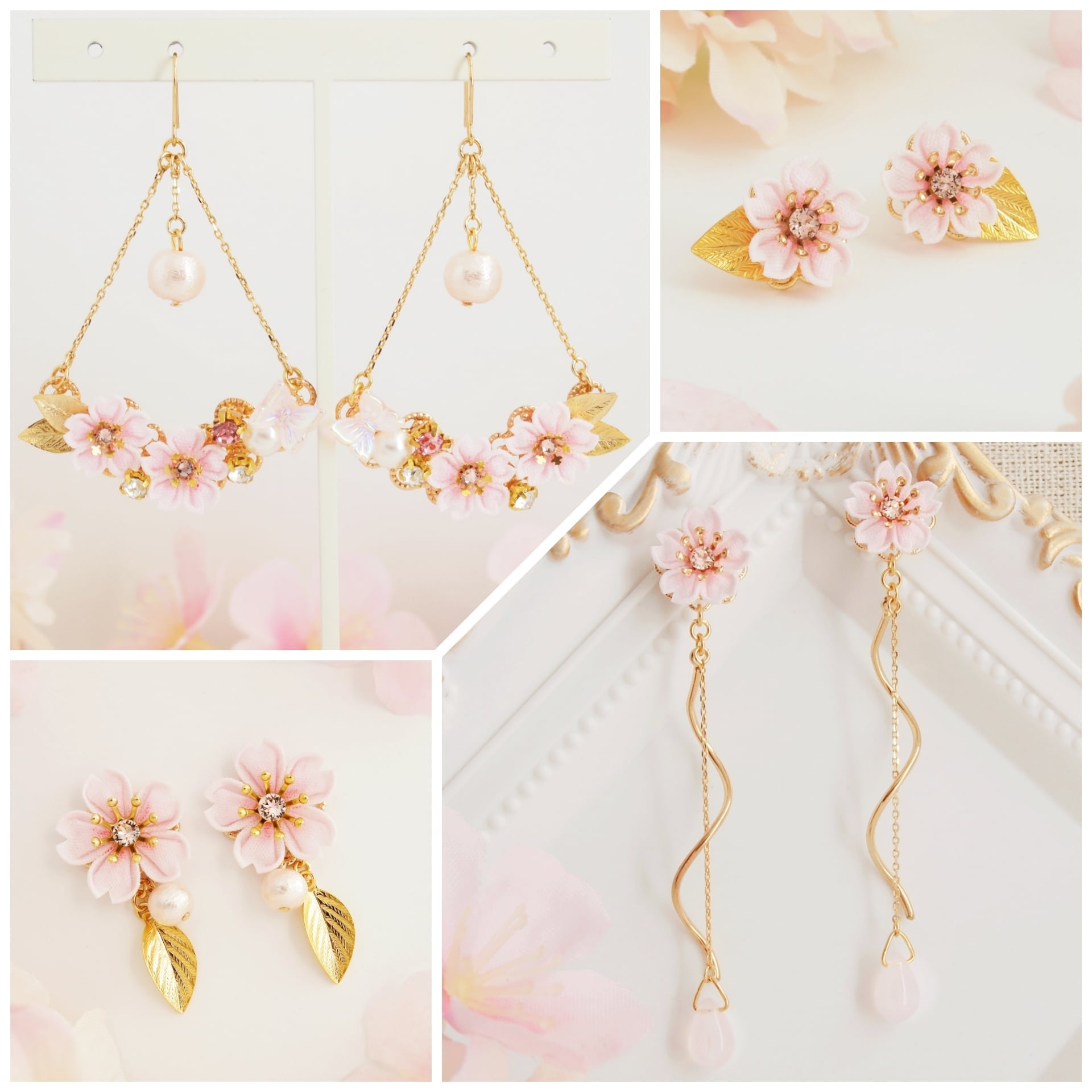 つまみ細工＊ 桜と蝶々のポニーフック ~花の宴~ 】---ヘアアクセサリー