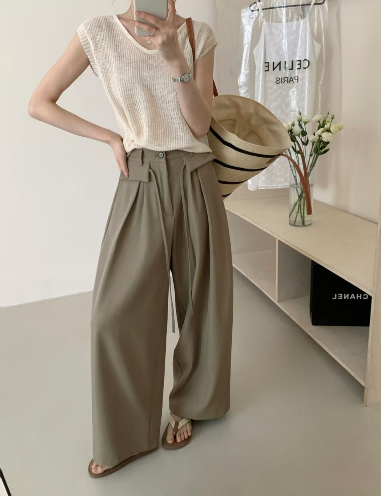 【新作5％OFF・3日間】2Pocket Pin-tuck Wide Slacks_3colors